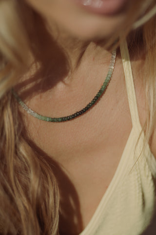 Emerald Beaded Necklace in 14K Yellow Gold