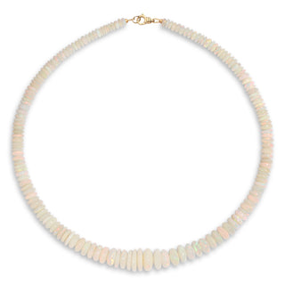 Goddess White Light Opal Beaded Necklace 14KYG