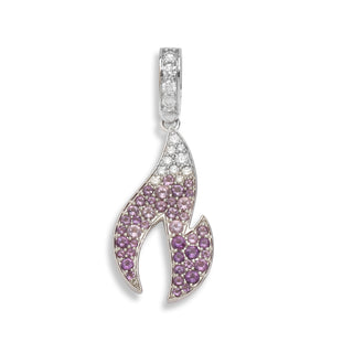 Violet Flame Pendant featuring Amethyst & Diamonds — 14K White Gold