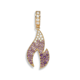 Violet Flame Pendant featuring Amethyst & Diamonds — 14K Yellow Gold