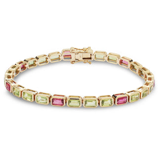 Saint Germain Tennis Bracelet featuring Peridot and 7 Pink Tourmaline