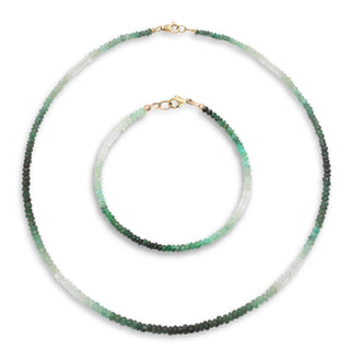 Emerald beaded set (necklace and bracelet) 14KYG