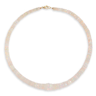 White Light Opal Heishi Beaded Necklace, 14KYG