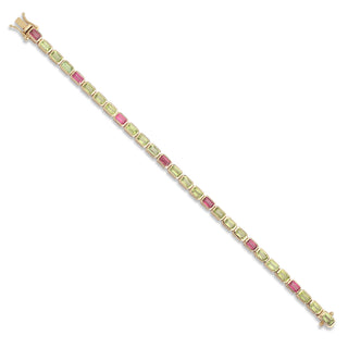 Saint Germain Tennis Bracelet featuring Peridot and 7 Pink Tourmaline