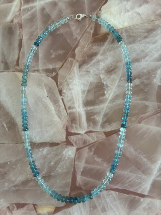 Aquamarine Deep Blue Beaded Necklace