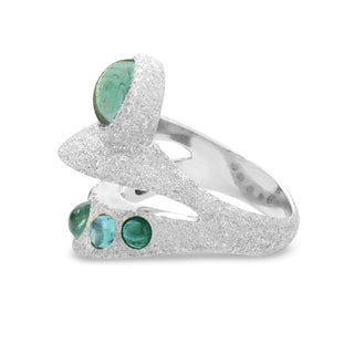 Inner-spaceship ring featuring Green Tourmaline in Silver