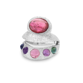 Inner-Spaceship Ring in Silver featuring Multi-Colored Tourmalines