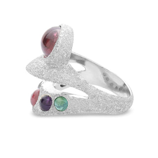Inner-Spaceship Ring in Silver featuring Multi-Colored Tourmalines