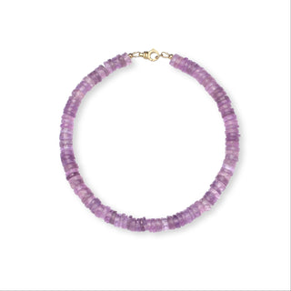 Sanamama raw amethyst beaded anklet with 18k gold clasp, Saint Germain violet flame transformation jewelry