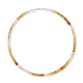 Sanamama raw citrine beaded necklace with 18k gold clasp, fear clearing abundance crystal jewelry